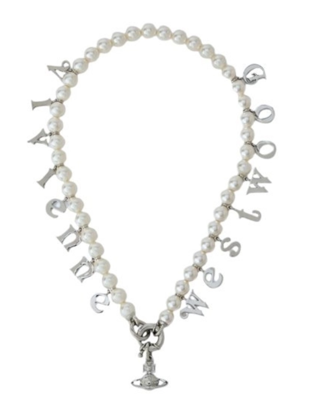VIVIENNE WESTWOOD Leanne logo script pearl necklace
